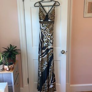 Animal Print Hand Beaded Prom Dress
